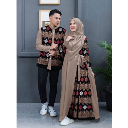 Real Pic CP Arira Baju Couple lebaran Terbaru Set 3in1 Baju pasangan remaja kekinian gamis terbaru 2