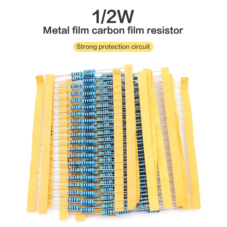 RESISTOR 1/2W 1/2 WATT  0,5watt toleransi  1% METAL Carbon FILM 100 220 330 510 470 1K 2K2 4K7 5K1 10K 12K 15K 20K 22K 33K 47K 51K 100K