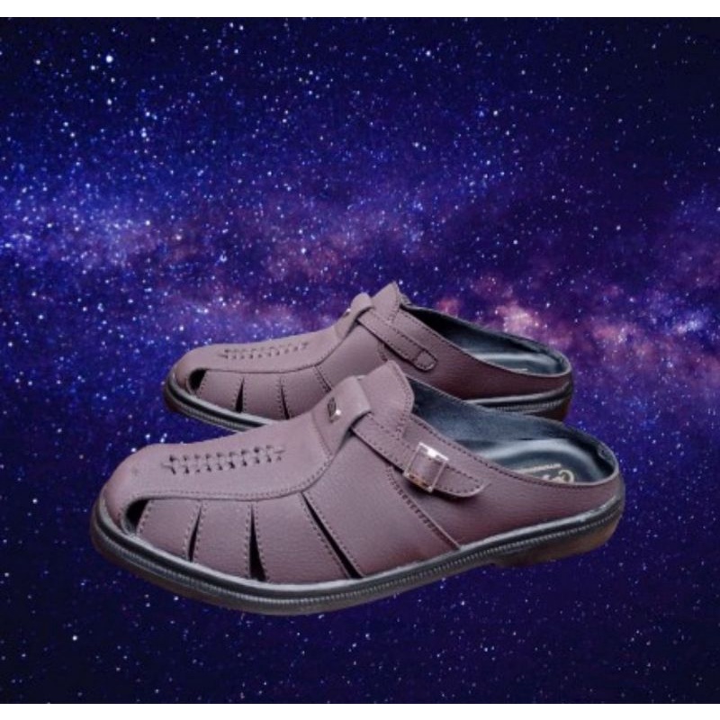 Sepatu slop bustong pria semi kulit sepatu sandal pria