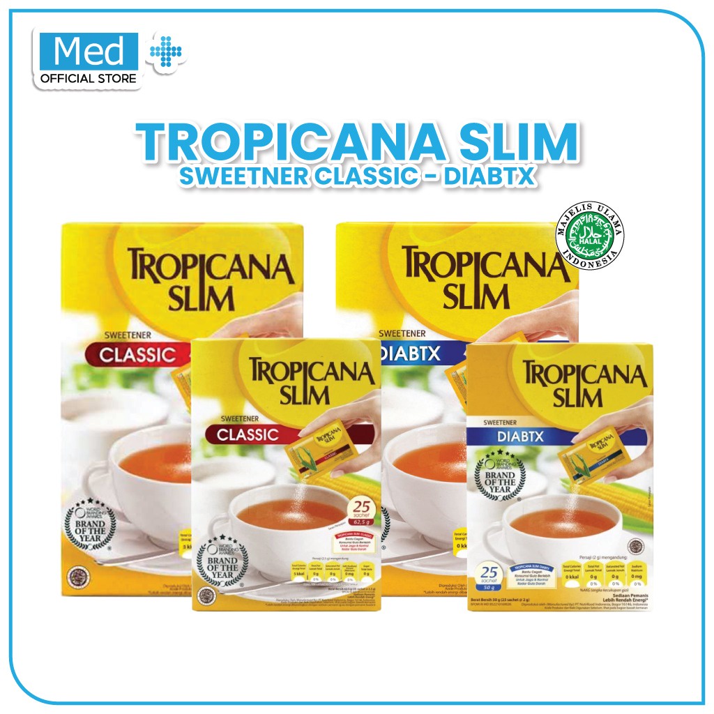 

Med+ Tropicana Slim Sweetener Diabtx / Classic 50 / 25 Sachet - Pemanis untuk Diabetesi