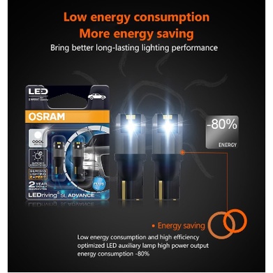 Lampu LED Senja T10  OSRAM Putih 6000K W5W Auxiliary 2980CW High Quality Mobil Motor