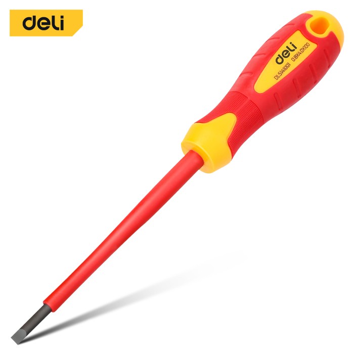 Deli Obeng Listrik Insulasi 1000 Volt / Insulated Slotted Screwdriver EDL51XXXX1