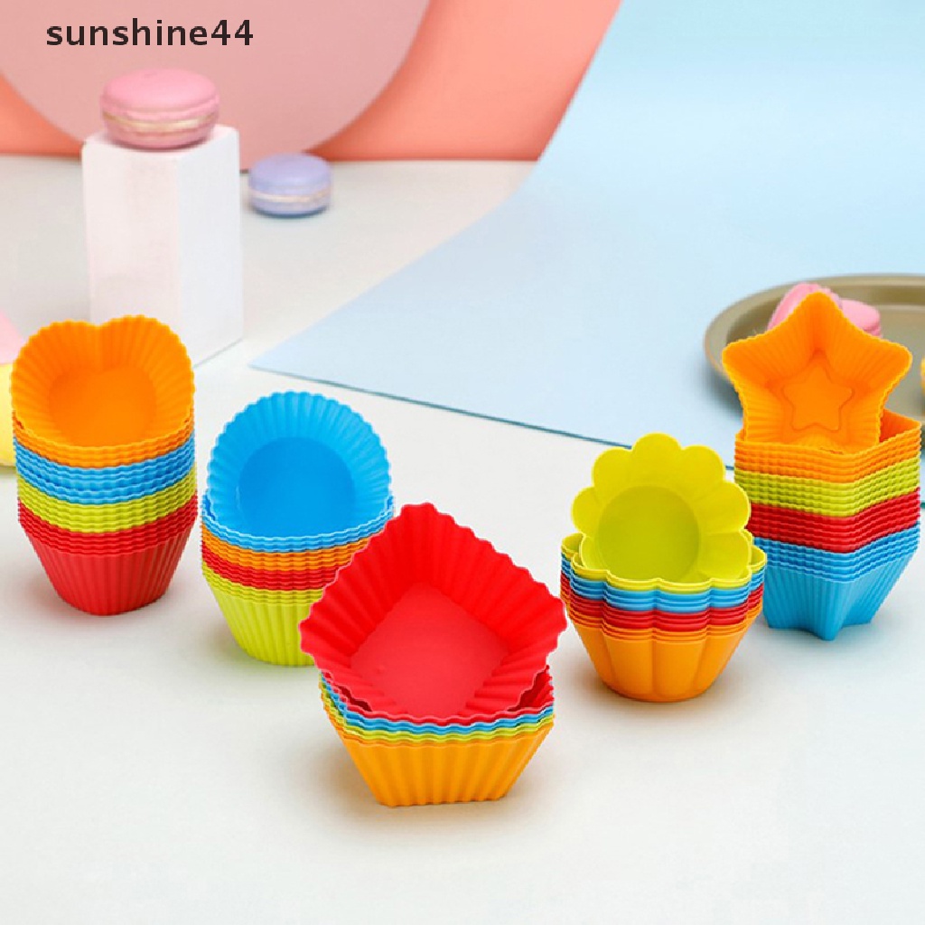 Sunshine 6 Pcs Cetakan Silikon Cupcake 6 Pcs Kue Muffin Loyang Kue Non Baking Tray.