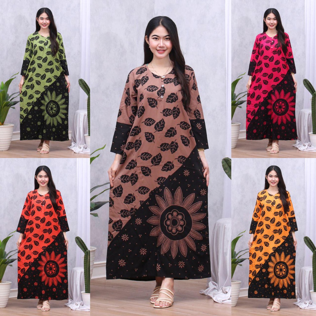 Longdres Batik FEILINA  Daster busui  Baju batik  Baju tidur  Dress batik