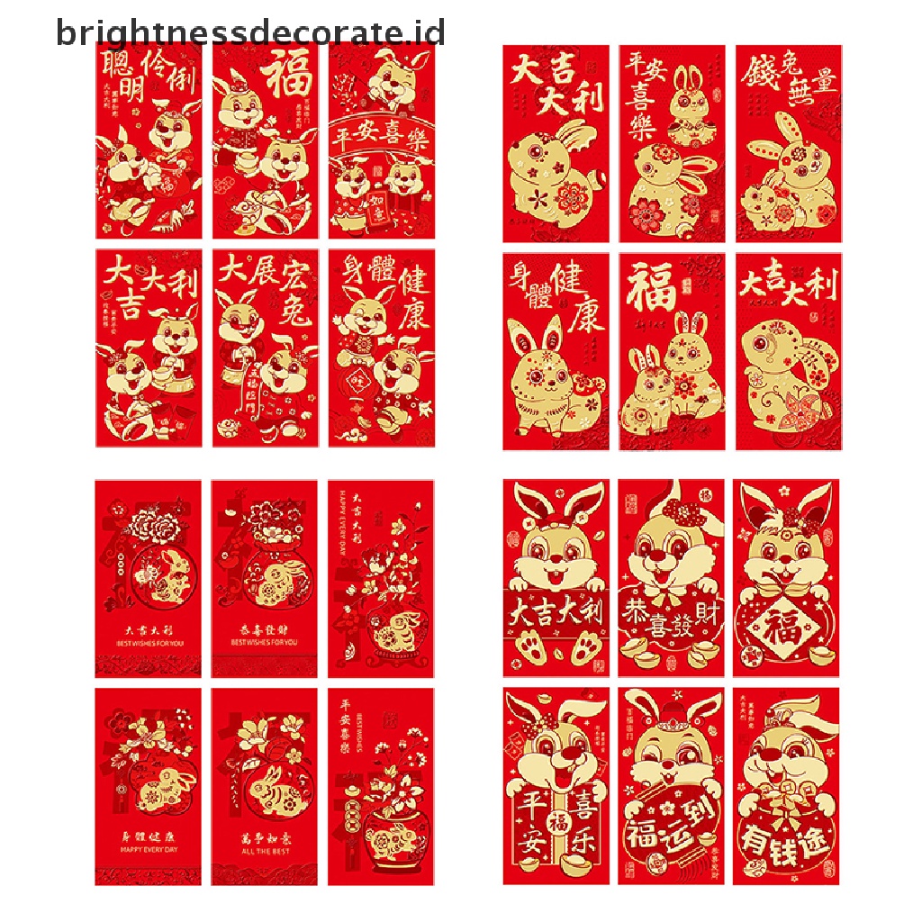 [Birth] 6pcs Kartun Anak Kantong Packing Uang Amplop Merah Festival Musim Semi Hongbao [ID]