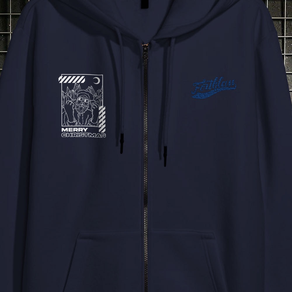 HIPNOP Christmas Street Outerwear Unisex Zipper Sablon Pria Premium Jaket Pria Jumper Hoodie