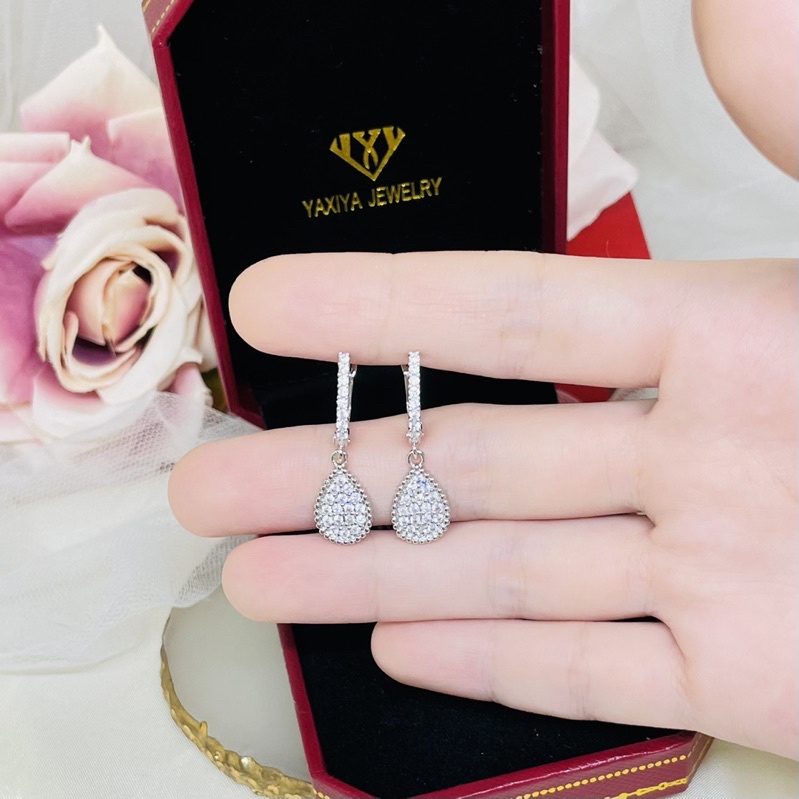 Anting jepit permata mewah silver yaxiya