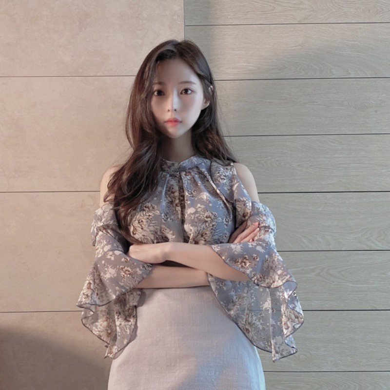 [LD94-102] BLOUSE TRANSPARAN FLORAL