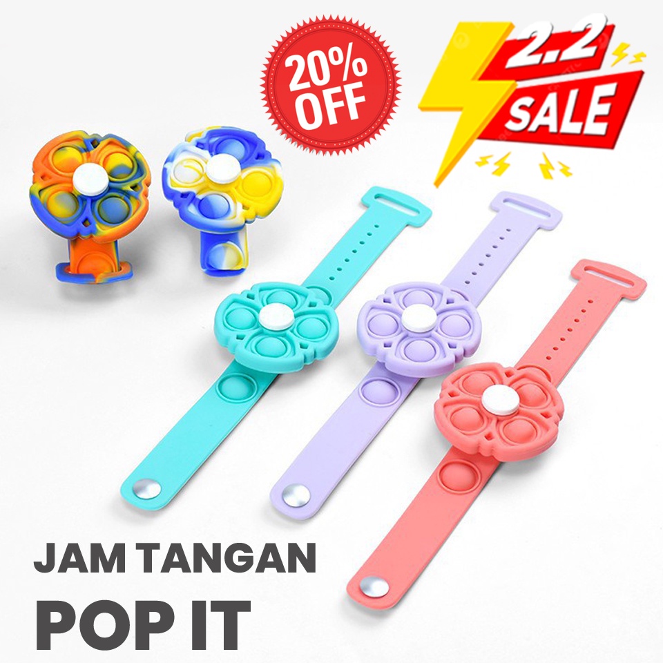 BUY 1GET OPPOLIA Gelang Pop it Jam Tangan Mainan Anak Rainbow Fidget Spinner Oddler Toys