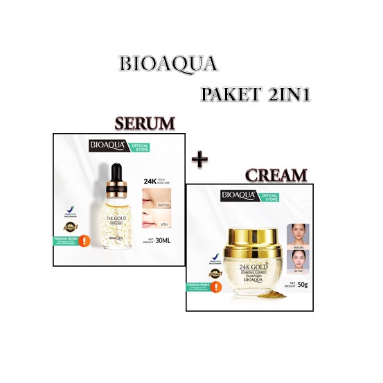 SKINCARE GLOWING BIOAQUA PAKET 2IN1 SERUM DAN CREAM BIOAQUA SERUM DAN ESSENCE CREAM