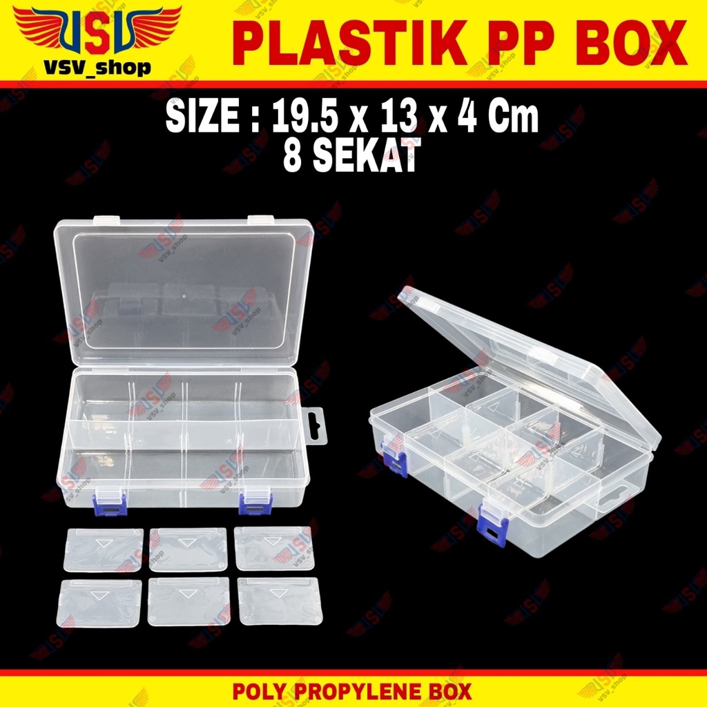 Kotak Plastik 8 Sekat Penyimpanan Box Plastik PP Case Plastic Storage Box QCD8