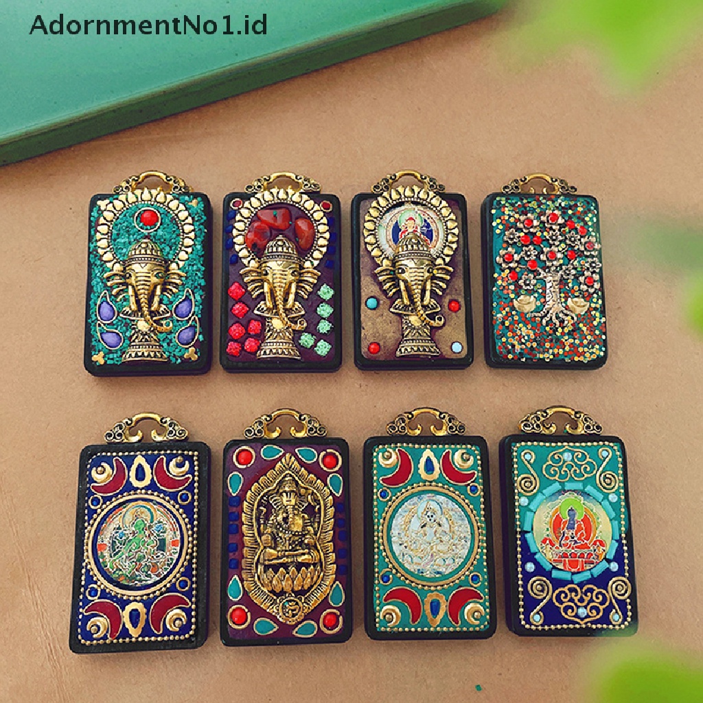 [AdornmentNo1] Patung Buddha Nepal Thangka Vintage God Ebony Elephant Pendant Necklace Eksotis Untuk Rantai Liontin [ID]