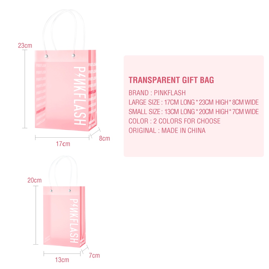 PINKFLASH PVC Beauty Handbag Gift Bag Waterproof Shopping Bags Transparent Travel Tas Penyimpanan Kosmetik Multipurpose PF-T10