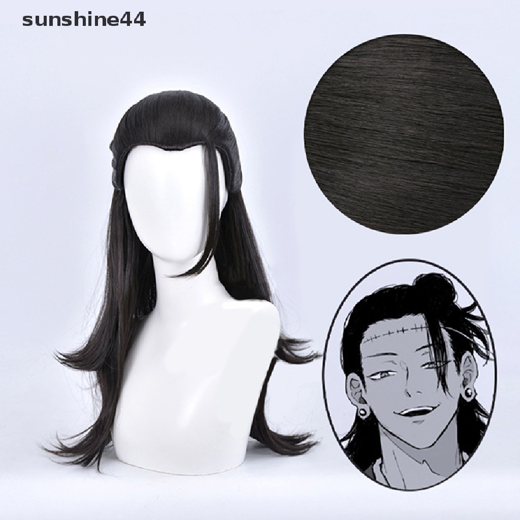 Sunshine Anime Jujutsu Kaisen Cosplay Getou Suguru Wig Panjang Tahan Panas Rambut Sintetis.