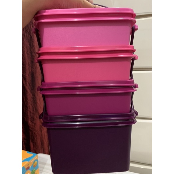 Harga baret Display atau baret penyimpanan Rantang Double Sweet Tupperware/Rantang susun 4-Ungu Pink
