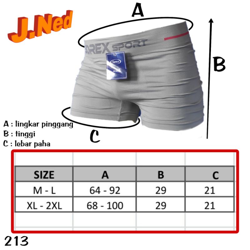 J213 (hrg per biji) CD BOXER PRIA SOREX CELANA DALAM PRIA BOXER PRIA IMPORT