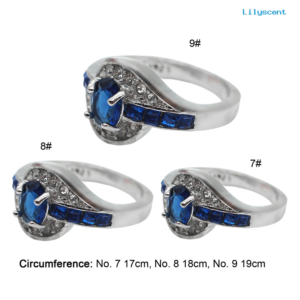 [LS] Cincin Elegan Anti Gores Bahan Alloy Berlian Imitasi Biru Cincin Untuk Liburan