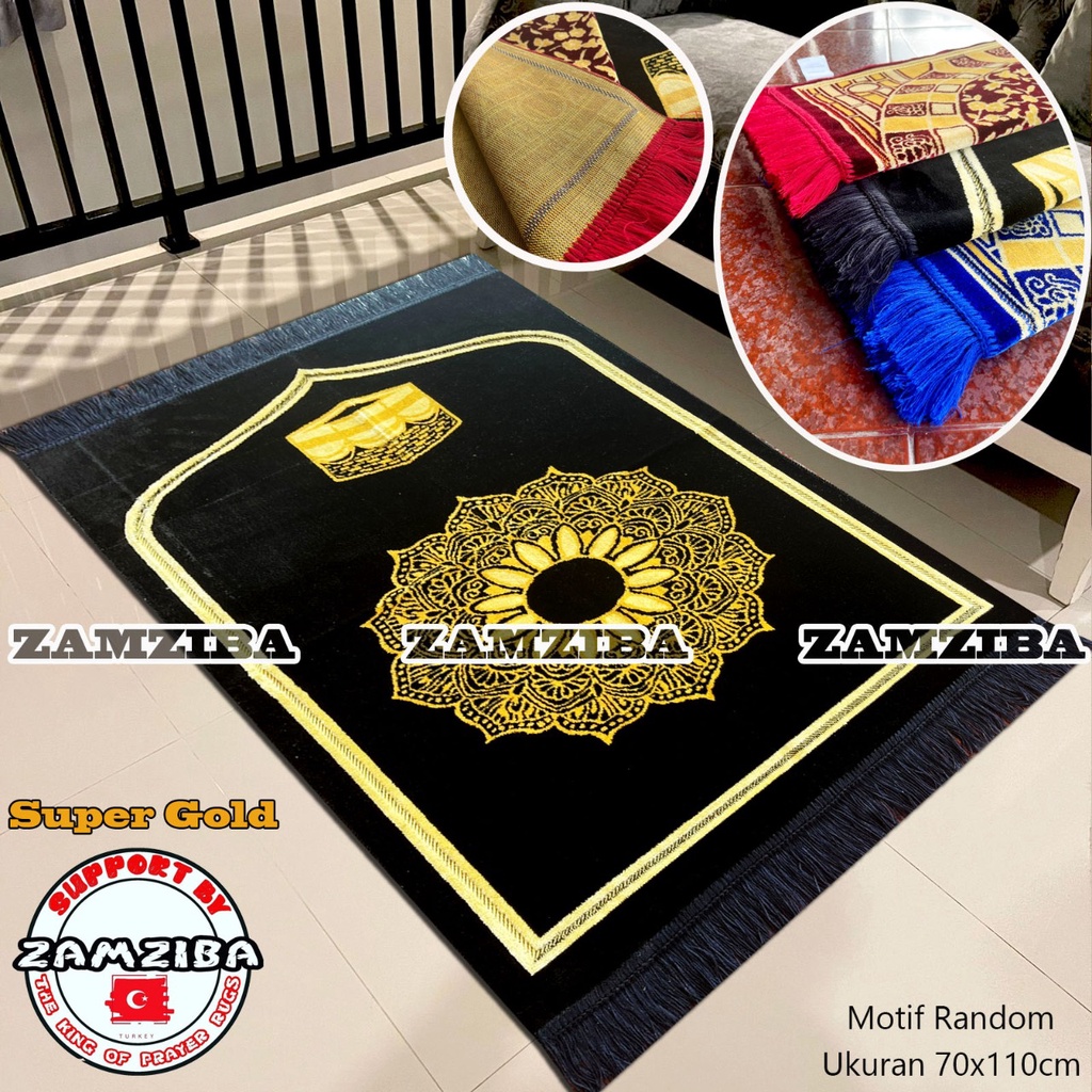 Sajadah Dewasa Motif Kiswah Warna Ukuran 70x110 Bahan Halus, Tebal,Lembut Sejadah Turki