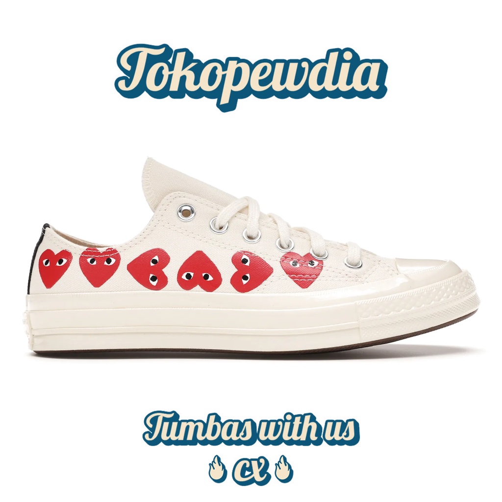 Converse CDG Play Low White Multi Heart