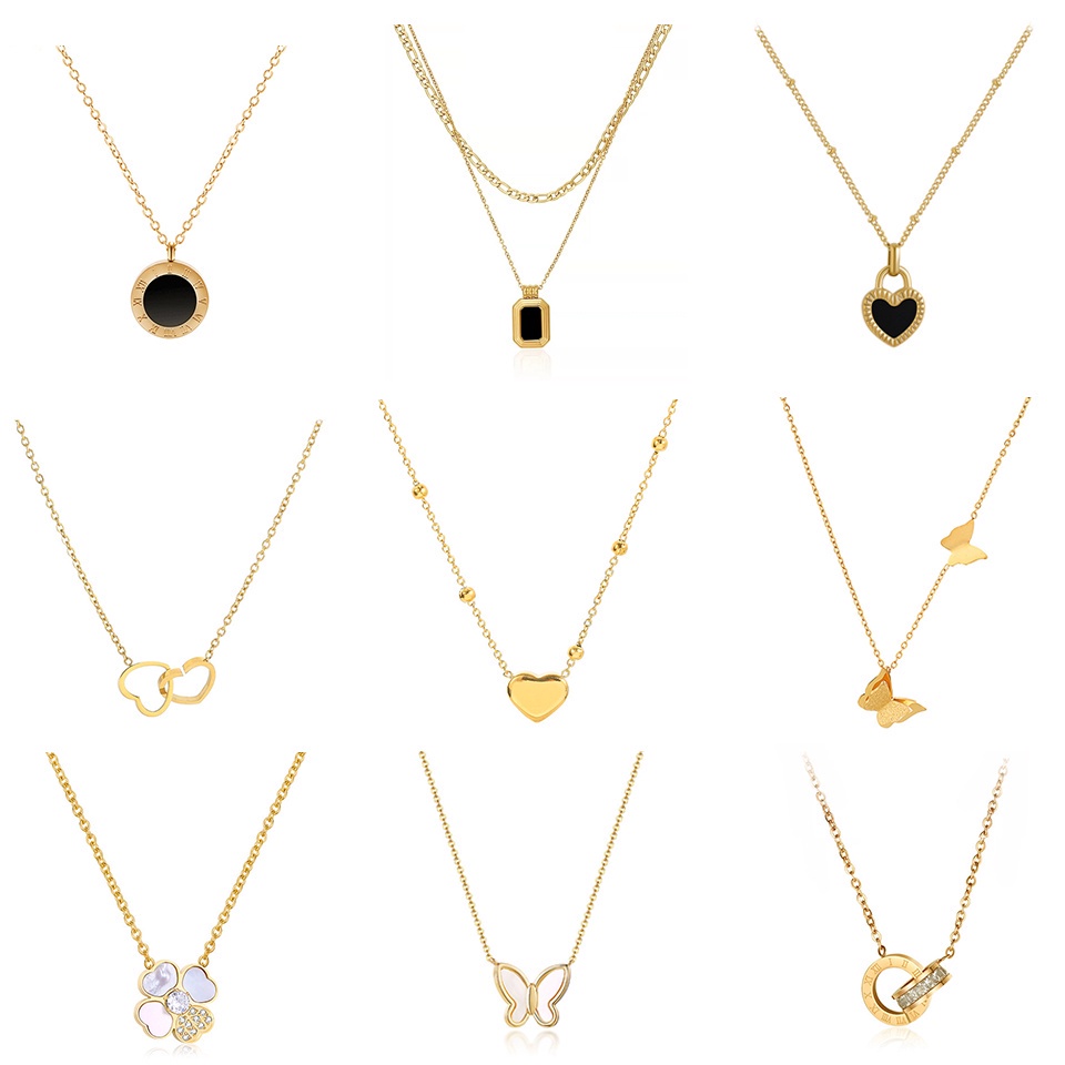 Kalung Titanium Emas 18k Bahan Gaya Korea Untuk Kalung Wanita  Titanium anti karat