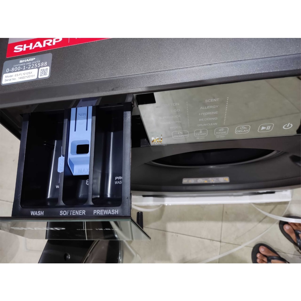 MESIN CUCI FRONT LOADING SHARP ES-FL 1212 SX 12.5 KG 1 TABUNG