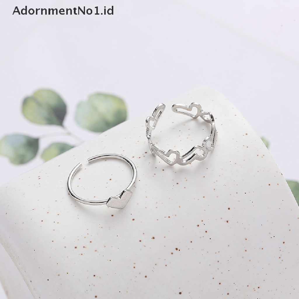 [AdornmentNo1] 2 Pcs Fashion Berongga Keluar Cinta Hati Cincin Kepribadian Geometris Cincin Pembukaan Cincin Niche Jari Telunjuk Cincin Fashion Perhiasan Hadiah Rings [ID]