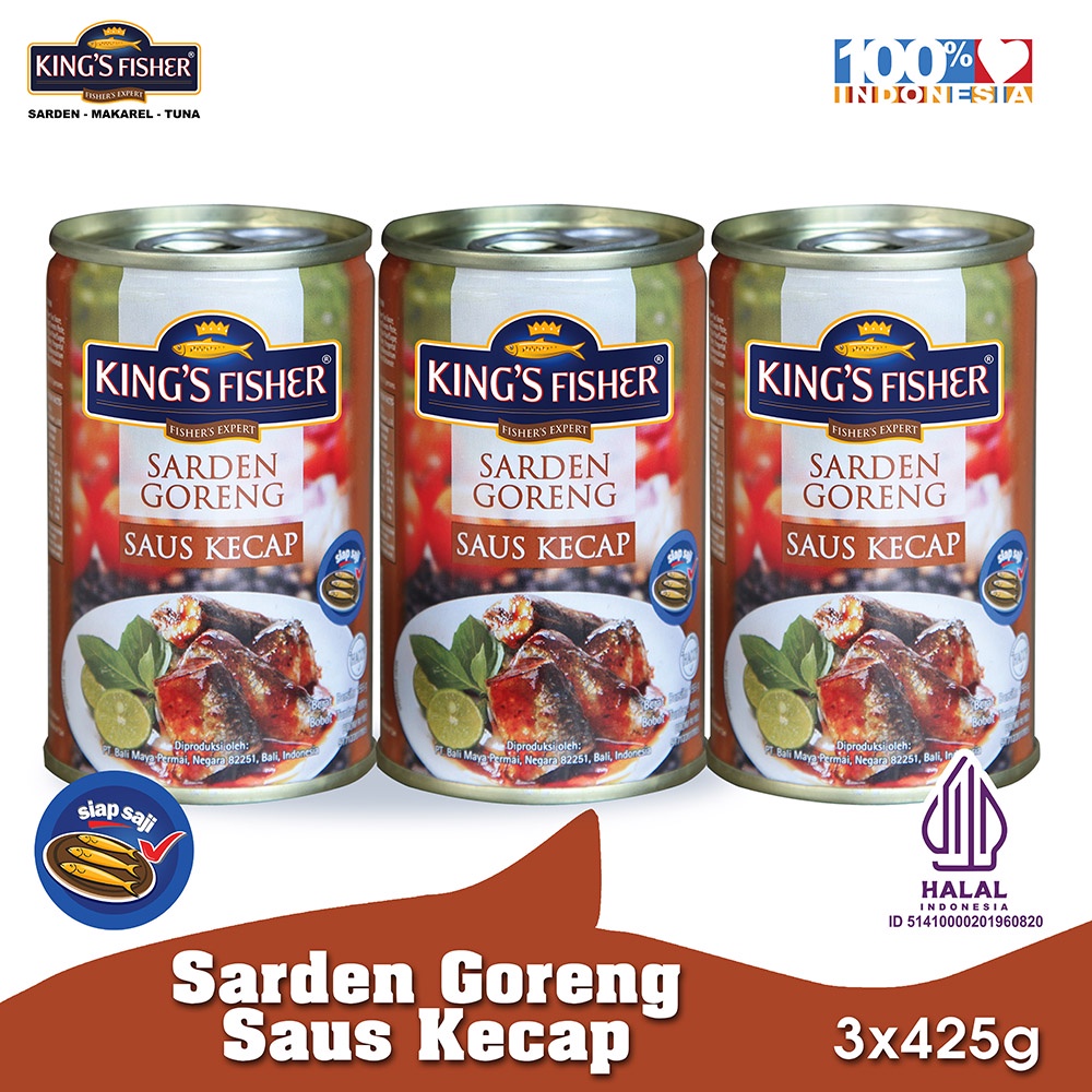 

King's Fisher Paket 3 pcs Sarden goreng kecap Makanan Kaleng 425 gr