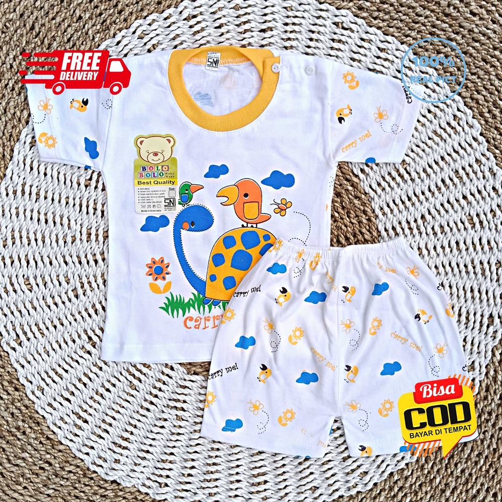 Setelan Baju Bayi Pendek 3 - 12 Bulan merk SNI BOLO - BOLO motif Kura - Kura