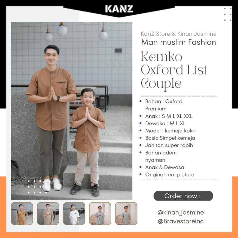 KEMEJA KOKO COUPLE Baju Muslim Ayah Anak Sepasang Tangan Lengan Pendek Full Kancing Terbaru Bahan Ox
