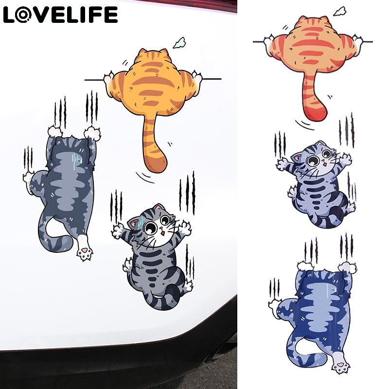 Pribadi Auto Decor Aksesoris Lucu Kucing Panjat Stiker Jendela Tahan Air Debu Motobike Decal Self Adhesive PVC Aplikasi Mobil