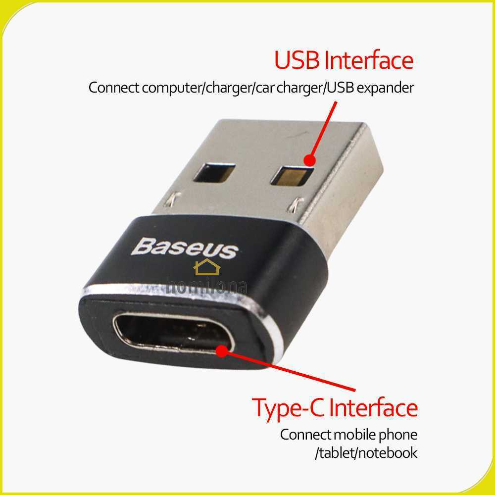 Baseus USB Type C Female to USB Adapter - CAAOTG-01 - Black