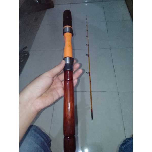 Joran udang/kolam costum handmade gagang kayu rengas