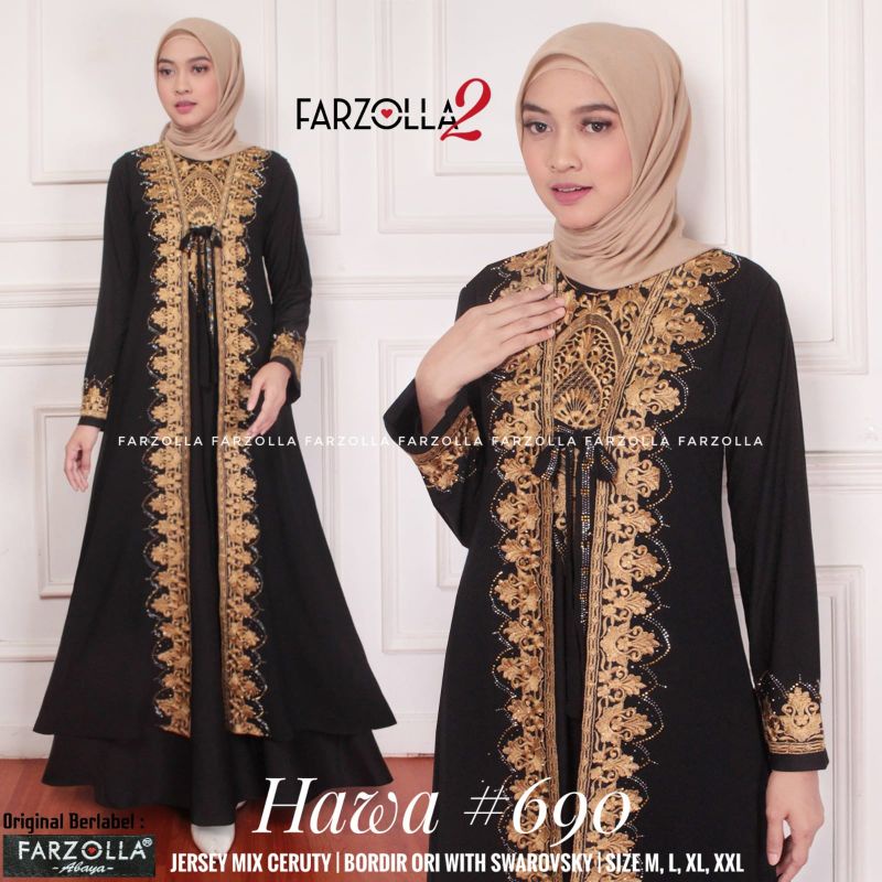 Abaya Jersey mix ceruty || abaya bordir ori with swarovski || abaya Turki || hawa #690 || farzolla