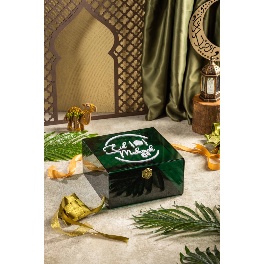 BOX ACRYLIC EID MUBARAK/HAMPERS LEBARAN/PARSEL HARI RAYA/WADAH HAMPERS ACRYLIC