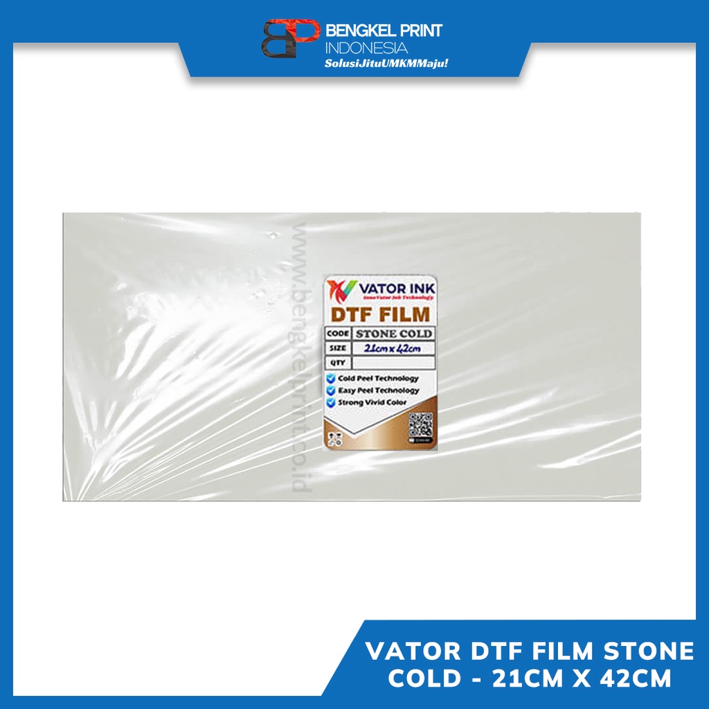 

PET FILM DTF VATOR STONE COLD 21CM x 42CM | 1 LEMBAR | EASY PEEL | PET FILM DTF VATOR