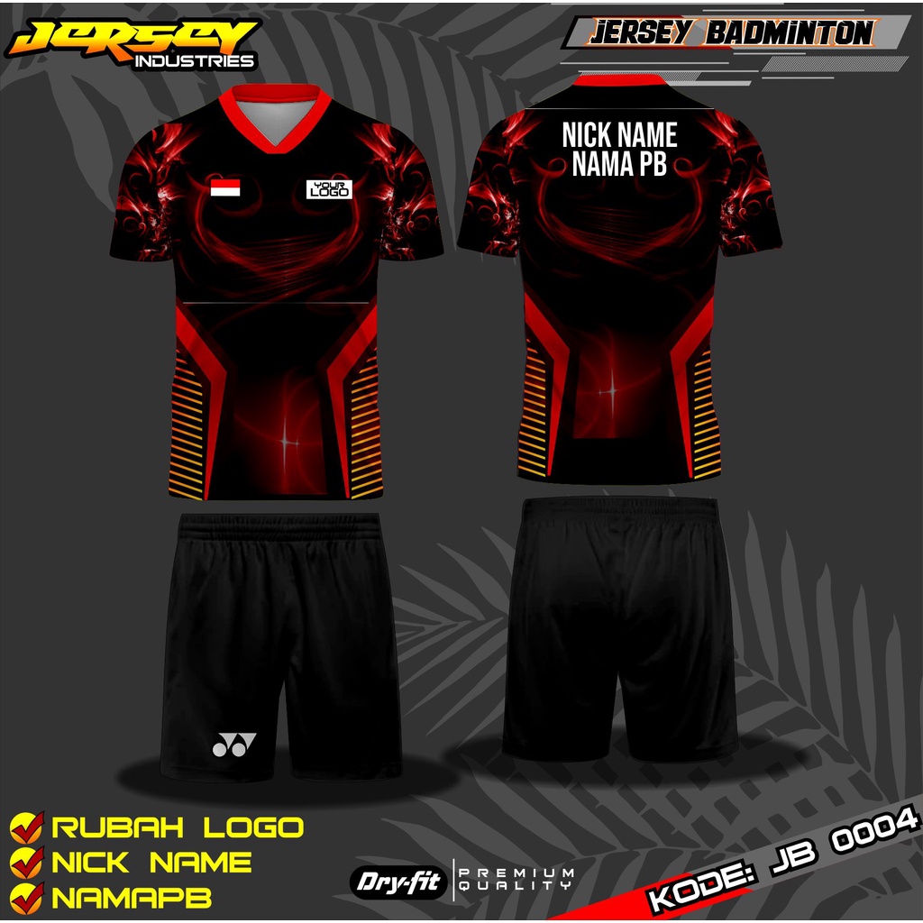 Baju Jersey Olahraga Bulu Tangkis, Kaos Jersey Badminton Desain Simple, Bisa Ubah Desain Sesukanya, 