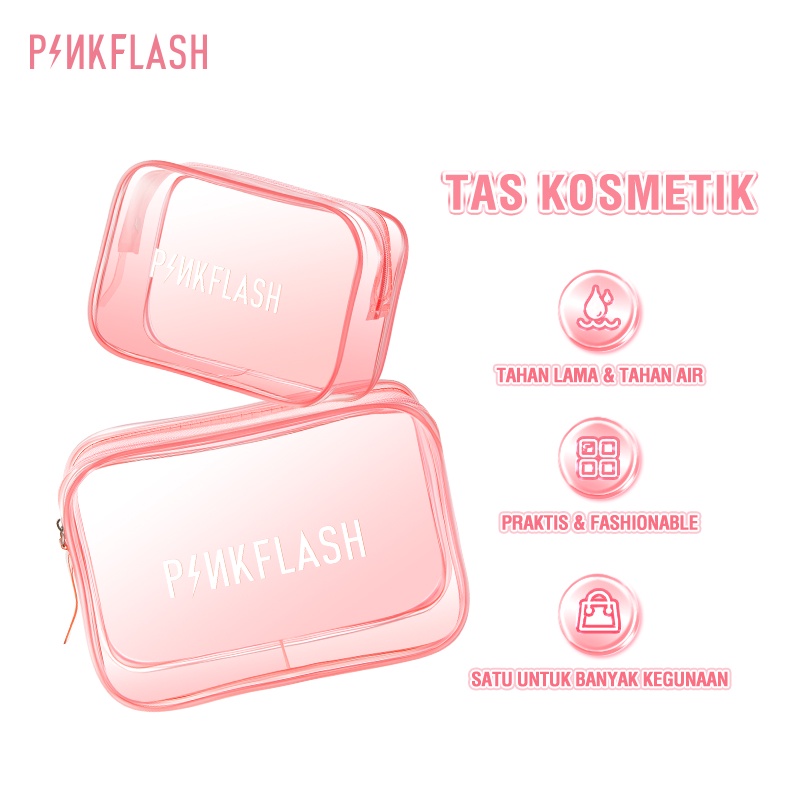 PINKFLASH Stylish Practical Cosmetic Bag Wash Bag Transparent Thickened PVC Material Wear-resistant Pressure-resistant Waterproof Moisture-proof Multi-purpose