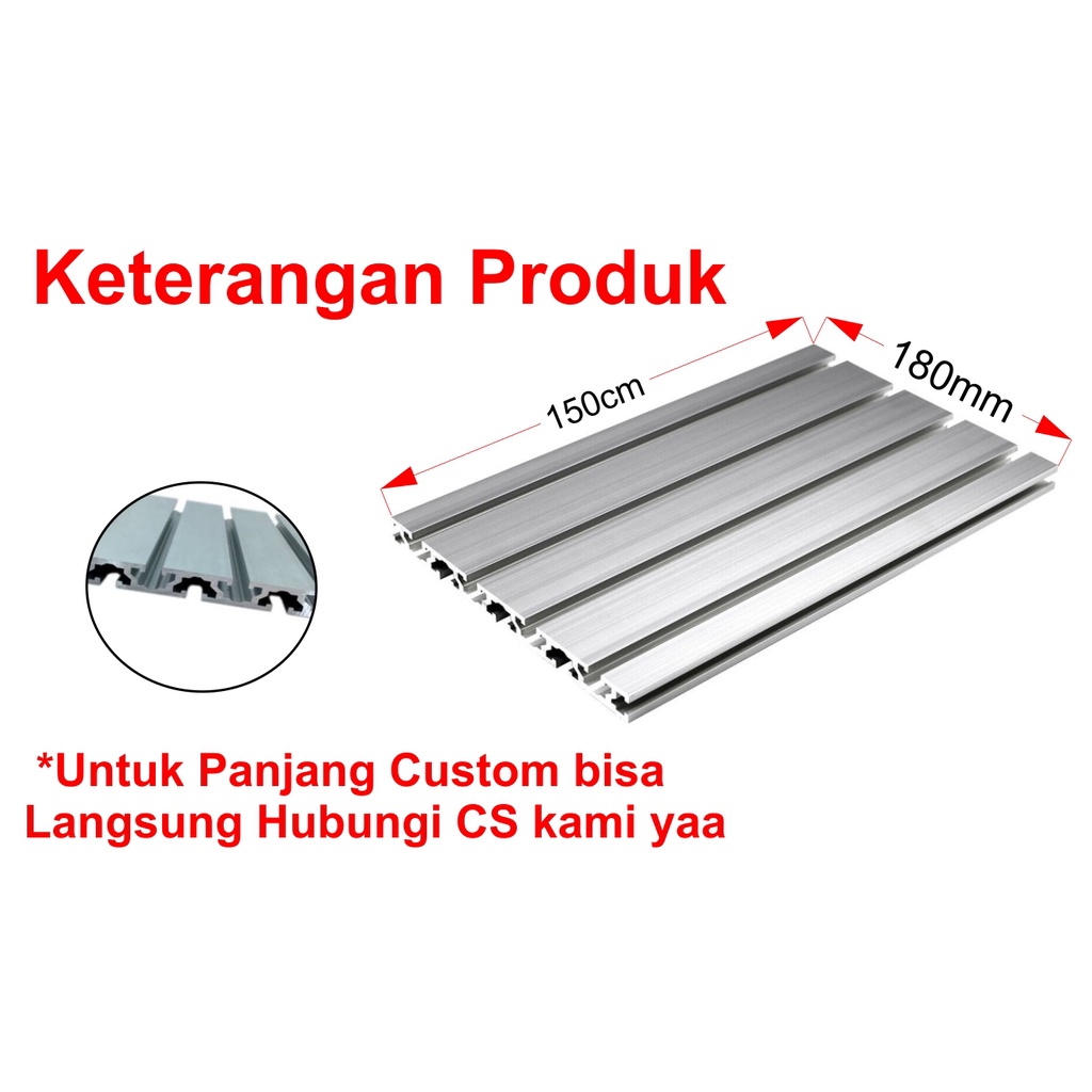 [HAEBOT] Aluminium Profile Base Plate CNC 18cm GB15180 1.5 Meter Alas Bed Alumunium Profil Frame Datar Extrusion Mini Kerangka Mekanik Series 15mm x 180mm 3D Printer