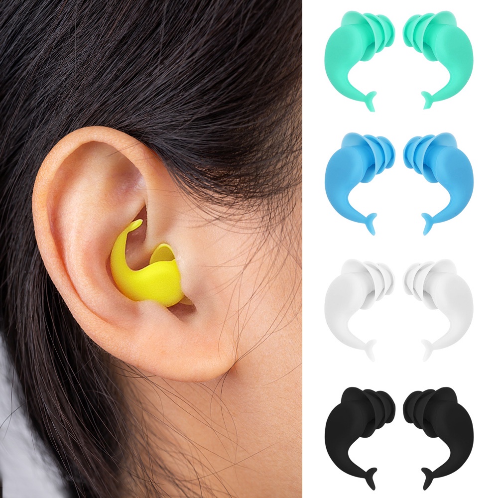 Waterproof Ear Plug Silikon Lembut Penyumbat Telinga Tidur Insulasi Suara Pelindung Telinga Earplug Anti-Noise Plug Untuk Travel Penyumbat Telinga Kedap Suara Bentuk Ikan Paus Lucu Renang