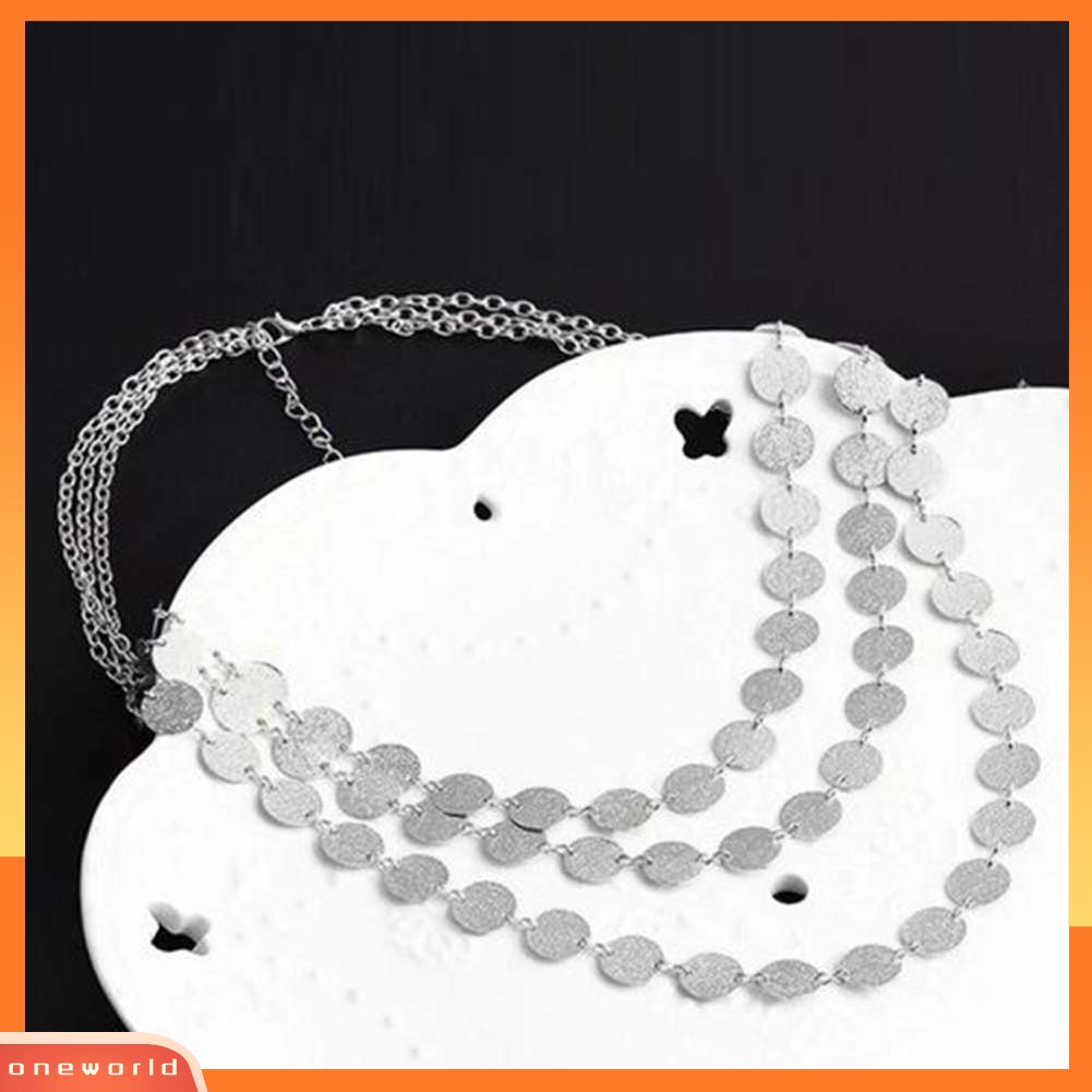{oneworld} Fashion Wanita Payet Liontin Multilayer Rantai Panjang Kalung Perhiasan Hadiah