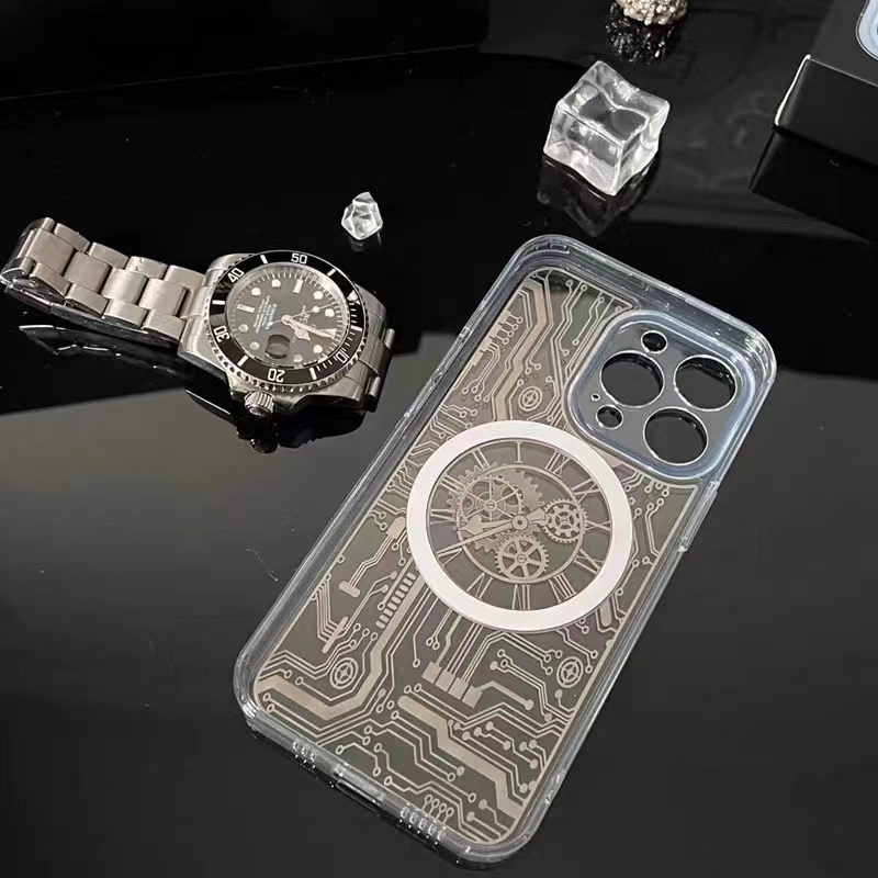 Magnetic transparent Mechanical time case for iPhone 14 Pro Max 13 Pro Max 12 Pro Max 14 13 12 14 Pro 13 Pro 12 Pro shell