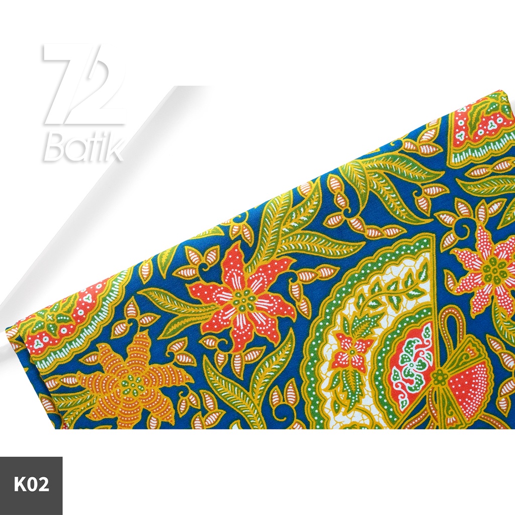 KAIN BATIK PREMIUM Bahan Katun Motif Kembang Kipas Warna Biru 722669 Cap 72 Jarik Jarit Samping Kebat Panjang Batik Katun Modern Premium Bahan Seragam Batik Pernikahan Kantor Keluarga Murah Kamen Jadi Batik Bali Lembaran