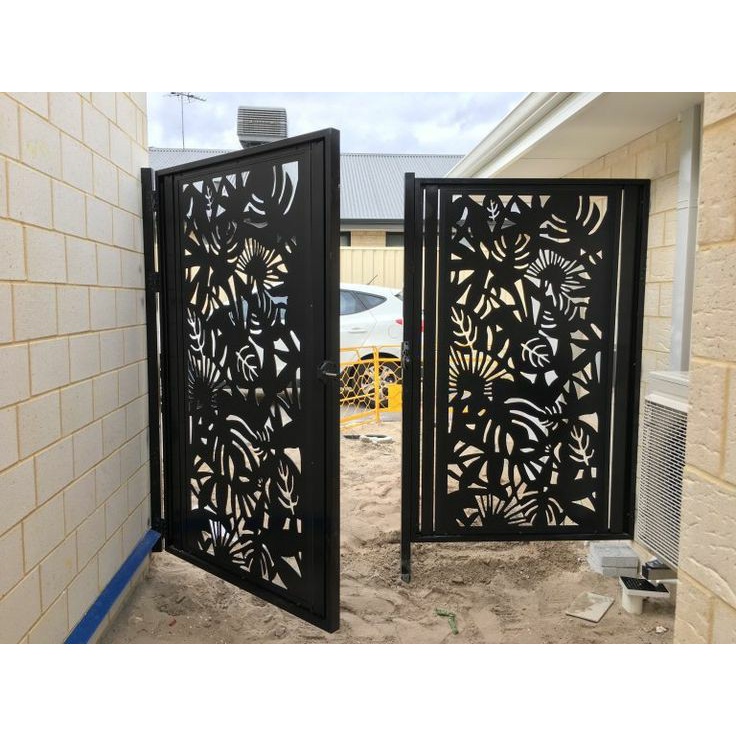 gerbang atau pagar plat besi ornamen cnc laser cutting tebal 1,4mm custom desain