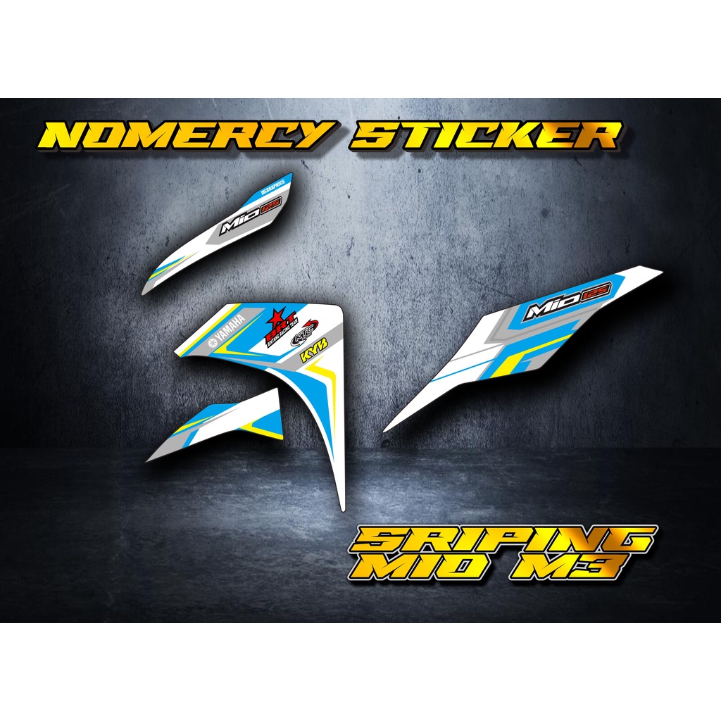 ( COD ) MIO M3 STICKER STRIPING MOTOR YAMAHA MIO M3 PUTIH LIS BIRU