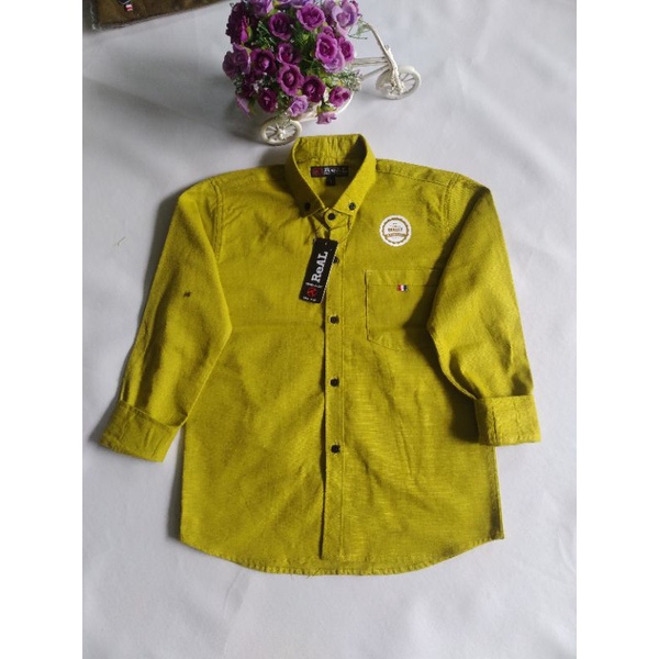 KEMEJA COUPLE AYAH &amp; ANAK WARNA HIJAU LIME KATUN SIGARET PREMIUM(HARGA SATUAN)