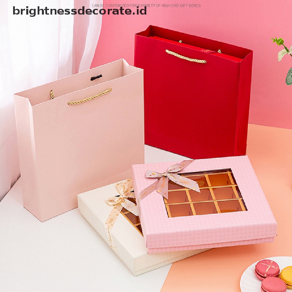 [Birth] 16grids Christmas Chocolate Box Gift Packaging Ikatan Simpul Jendela Coklat Kosong Gift Box Handmade Truffle Marbling Coklat Case [ID]