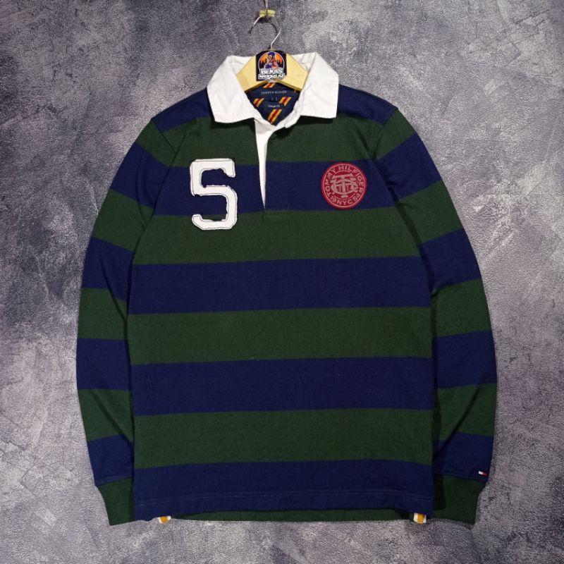Baju kaos rugby polo Tommy Hilfiger vintage bekas branded casual preloved