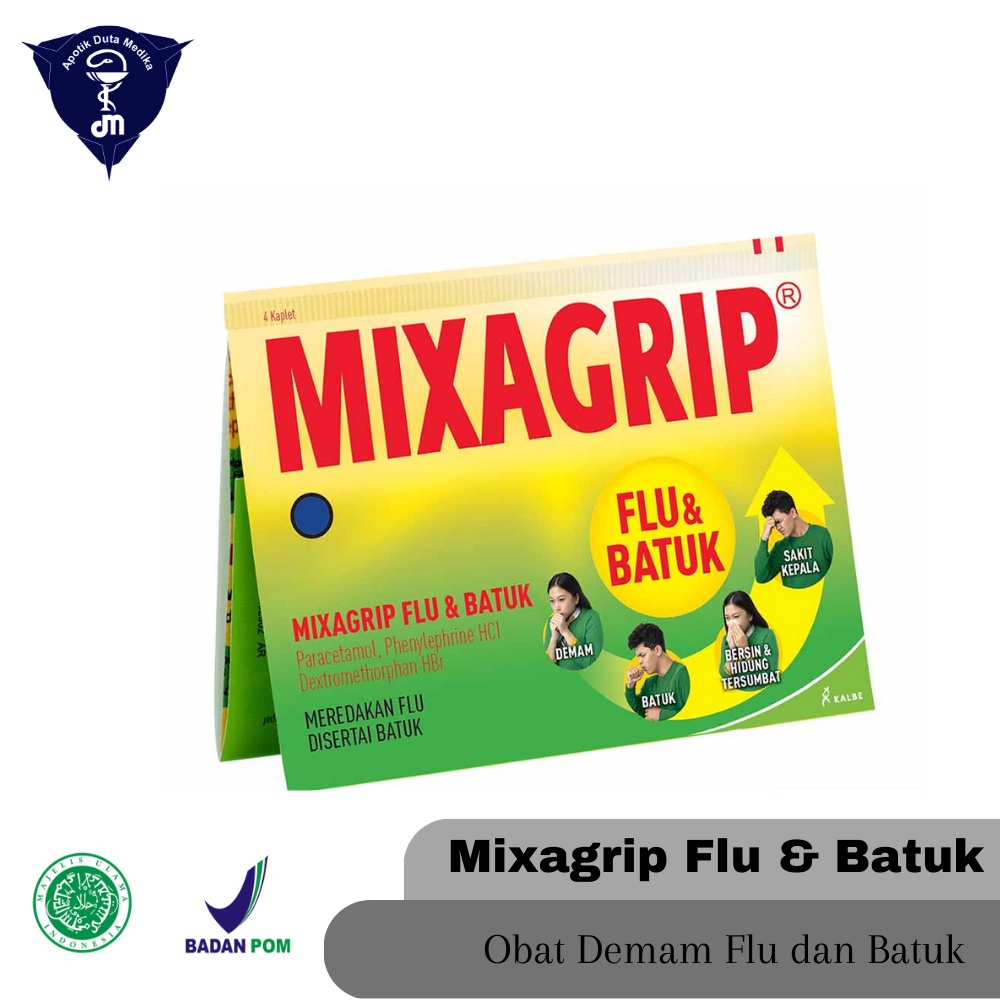 Jual MIXAGRIP FLU & BATUK 4 KAPLET /OBAT DEMAM BATUK PILEK DEWASA/BATUK ...