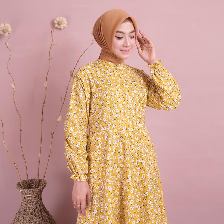 LS 483 - Maxy Dress Motif Homey Dress Gamis Wanita Muslim Katun Apel