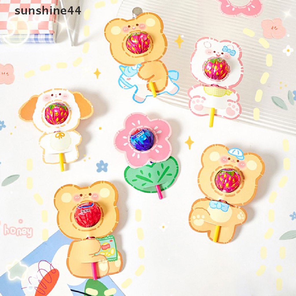 Sunshine 10Pcs Lucu Hewan Bebek Beruang Permen Lolipop Dekorasi Kartu Perlengkapan Pesta.